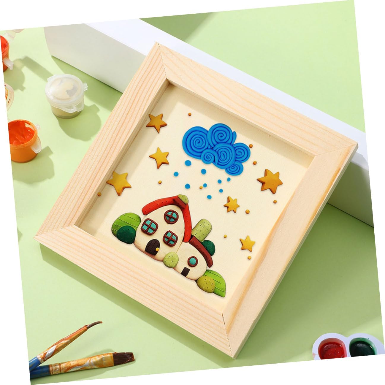 SHINEOFI 5 Pcs DIY Wood Photo Frames for Blank Paintable Wooden Picture Frames 16.5x16.5cm for Artwork Display and Painting