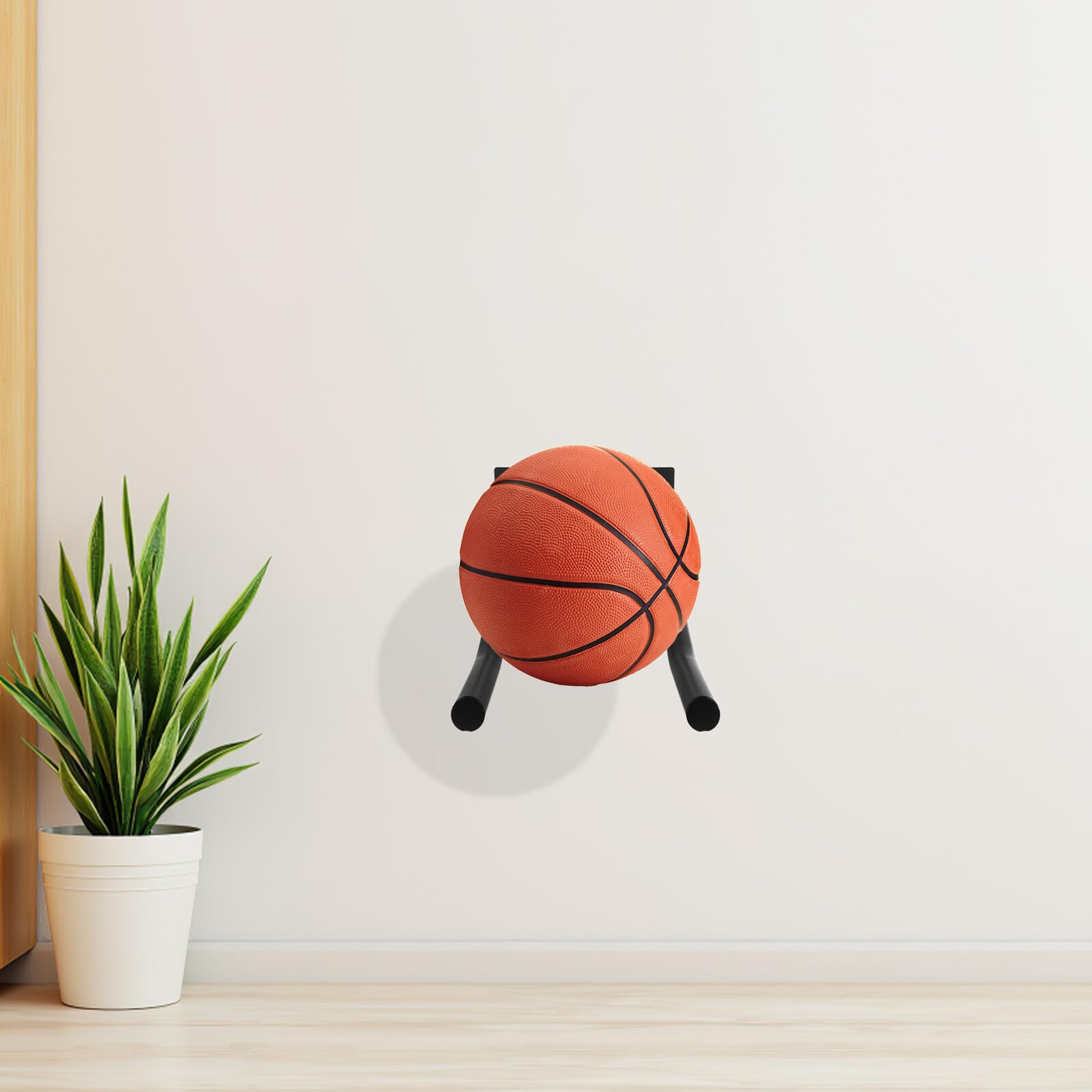 Metall Wandhalterung für Basketball & Fußball Bälle, 2-teiliger Sportnizer, Cact Sto für Volleyball & Yoga Bälle, schwarz, Hängelösung