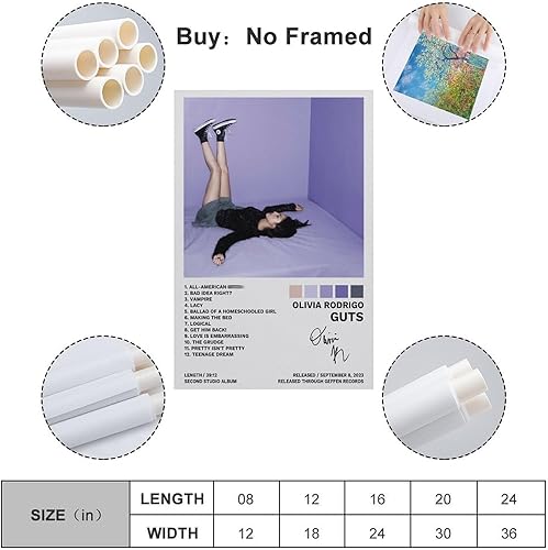 Miniatura 2 de Póster de Olivia Rodrigo (agallas) con portada de álbum, pintura decorativa, lienzo, pósteres de pared e impresión artística moderna para decoración