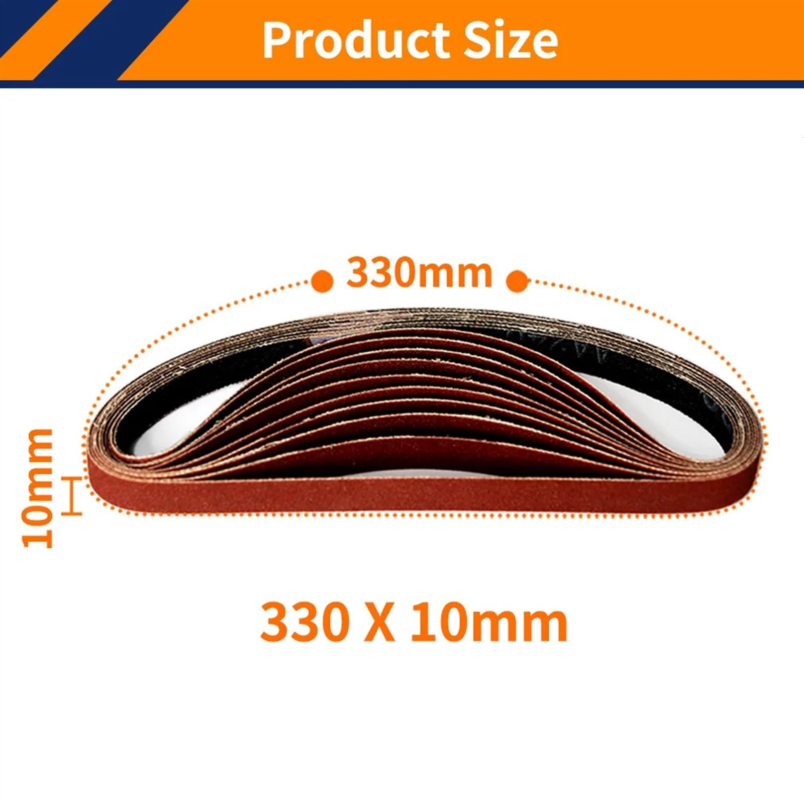 Carta abrasiva a nastro, 50 pezzi/set 330 * 10 mm Nastri abrasivi in ​​ossido di alluminio P40-P1000 Grane assortite(50PCS 120 Grit)