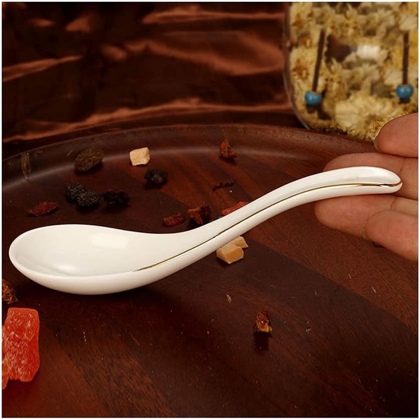 Tea spoons Bone China Spoon Soup Spoon Ceramic Spoon Deepening Spoon Snow Coffee Stirring Spoon Cake Dessert Spoon 6 Pieces Ice tea spoons (Color : D)