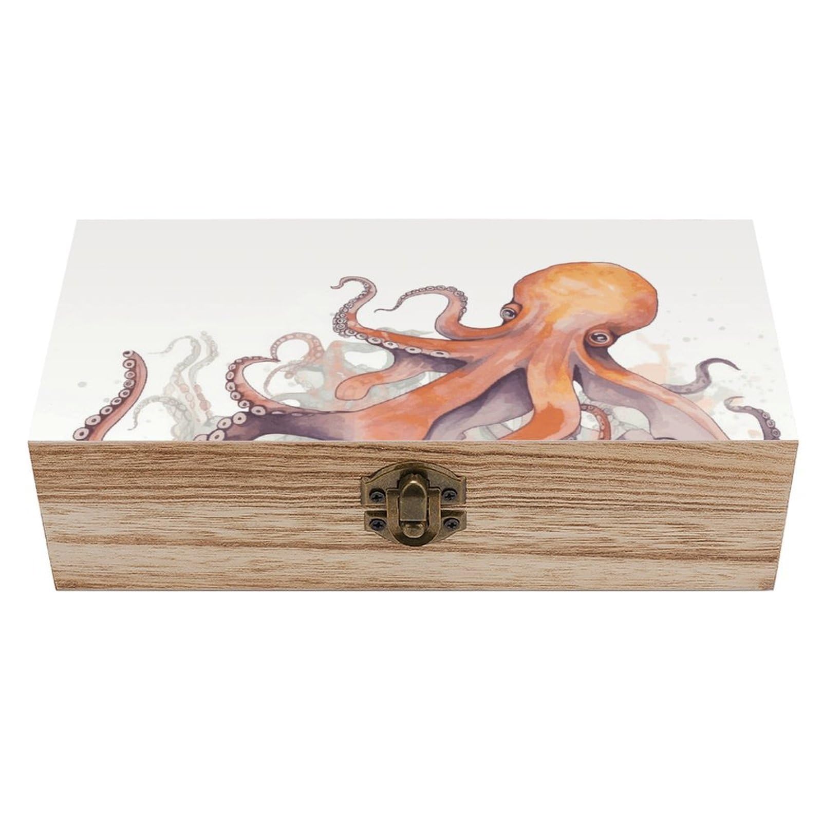 LZQPOEAS Octopus Tentacles Wooden Storage Box Small Decorative Box with Hinged Lid Handmade Elegant Keepsake Storage Box for Jewelry, Photos, Trinkets, Letter Gifts, Small Heirlooms