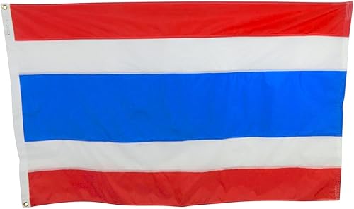 Bandera de Tailandia, nailon duradero y resistente a la decoloraciĂłn para todo tipo de clima, con cabecera de lona y ojales de latĂłn, 4 filas de Bandera de Tailandia, nailon duradero y resistente a la decoloraciĂłn para todo tipo de clima, con cabecera de lona y ojales de latĂłn, 4 filas de