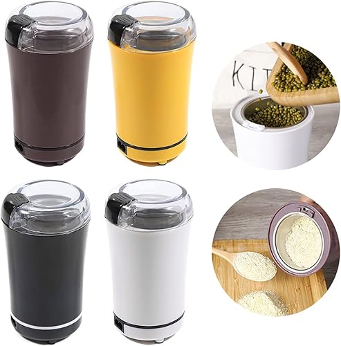 Miniatura 4 de Molinillo eléctrico de grano de café, licuadora, nueces, semillas, hierbas, mini, trituradora de especias, 110 V, 150 W, acero inoxidable, amarillo