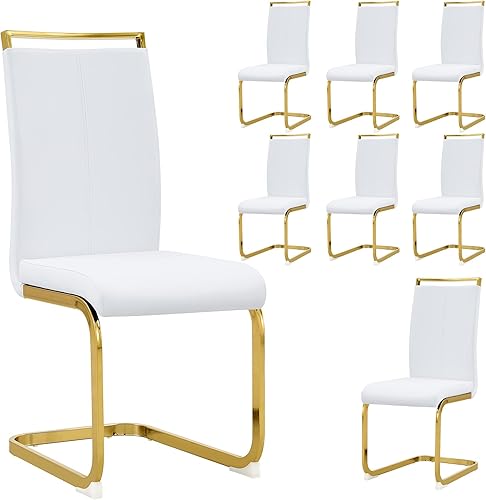 Miniatura 8 de Sillas de Comedor Modernas - Juego de 4 sillas para mesa de comedor, sillas de comedor blancas, patas cromadas plateadas para comedor, sillas de