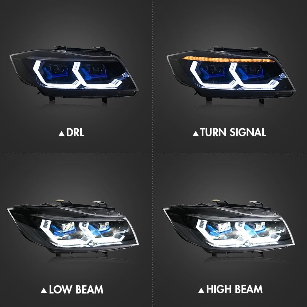 T T-ABC New M4 Style Lights Compatible with 2009-2012 BMW e90 e91 328i 335i xDrive 328xi 335d 335xi 4dr Sedan Accessories Sequential Not Fit ci is 2dr Convertible Coupe (LB is Halogen Clear)