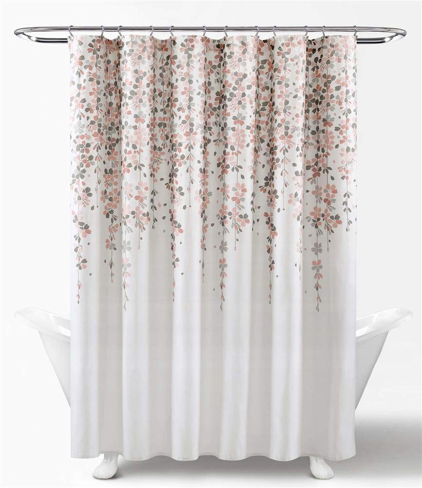 Lush Decor Women's Blush & Gray Weeping Flower Shower Curtain,