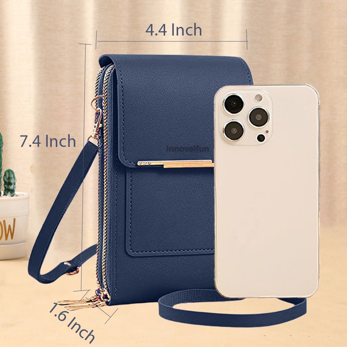 Anti-Theft Leather Bag,Small Crossbody Cell Phone Purse Wallet for Women,Touchscreen Phone Purse Crossbody Bag with Strap - Image 3