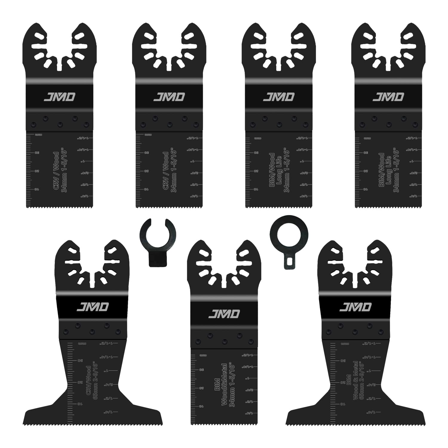 JMD 7-Pack Multi Tool Blades Oscillating Saw Blades for Wood Metal Quick Release Power Multi Tool Accessories Fit Bosch DREMEL etc