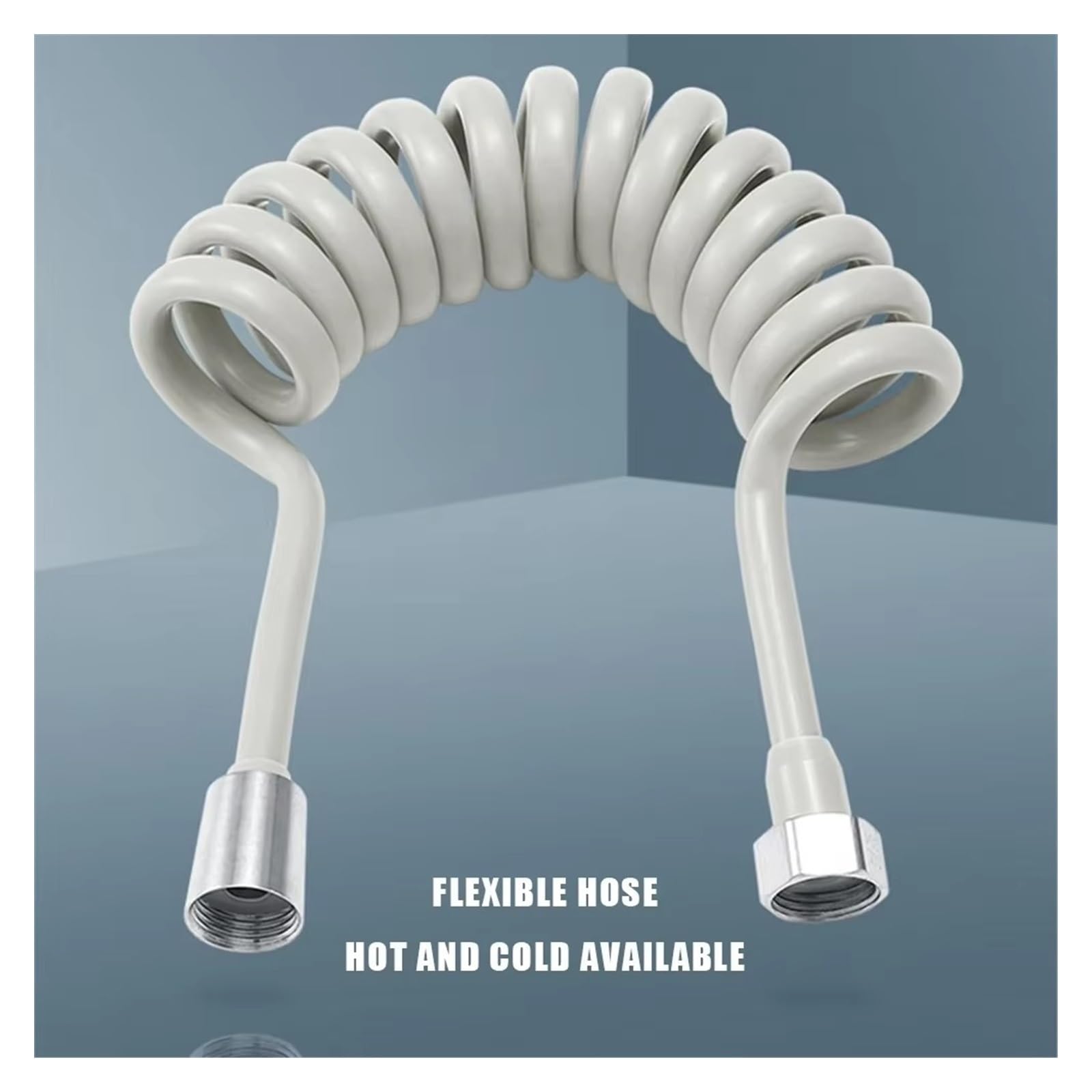 Manguera de ducha de resorte de 2 m y 5 m, manguera de plástico flexible para fontanería de agua para baño, inodoro, bidé, rociador, manguera de línea telefónica suave y fácil de instalar