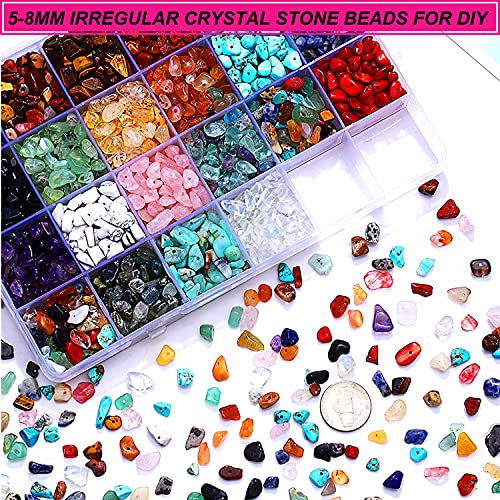 1000Pcs Crystal Stone Beads For Jewelry Making, Natural Chip Stone Beads 5-8Mm Irregular Gemstones Multicolored Rock Loose Beads For Ring, Earrings, Necklace, Bracelet Making Diy Art Crafts #TOP4
