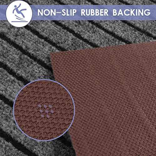 Freadem Runner Rugs For Hallways, 2Ft X 6Ft Non Slip Kitchen Area Rug Entryway Runner Laundry Room Rug, Indoor Outdoor Carpet Runners With Rubber Backing, Grey Stripe #TOP2