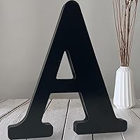 Vista 8 de AOCEAN Letras de madera negra de 12 pulgadas Letras de madera sin terminar para Halloween Letras decorativas de pie Rebanadas Tablero