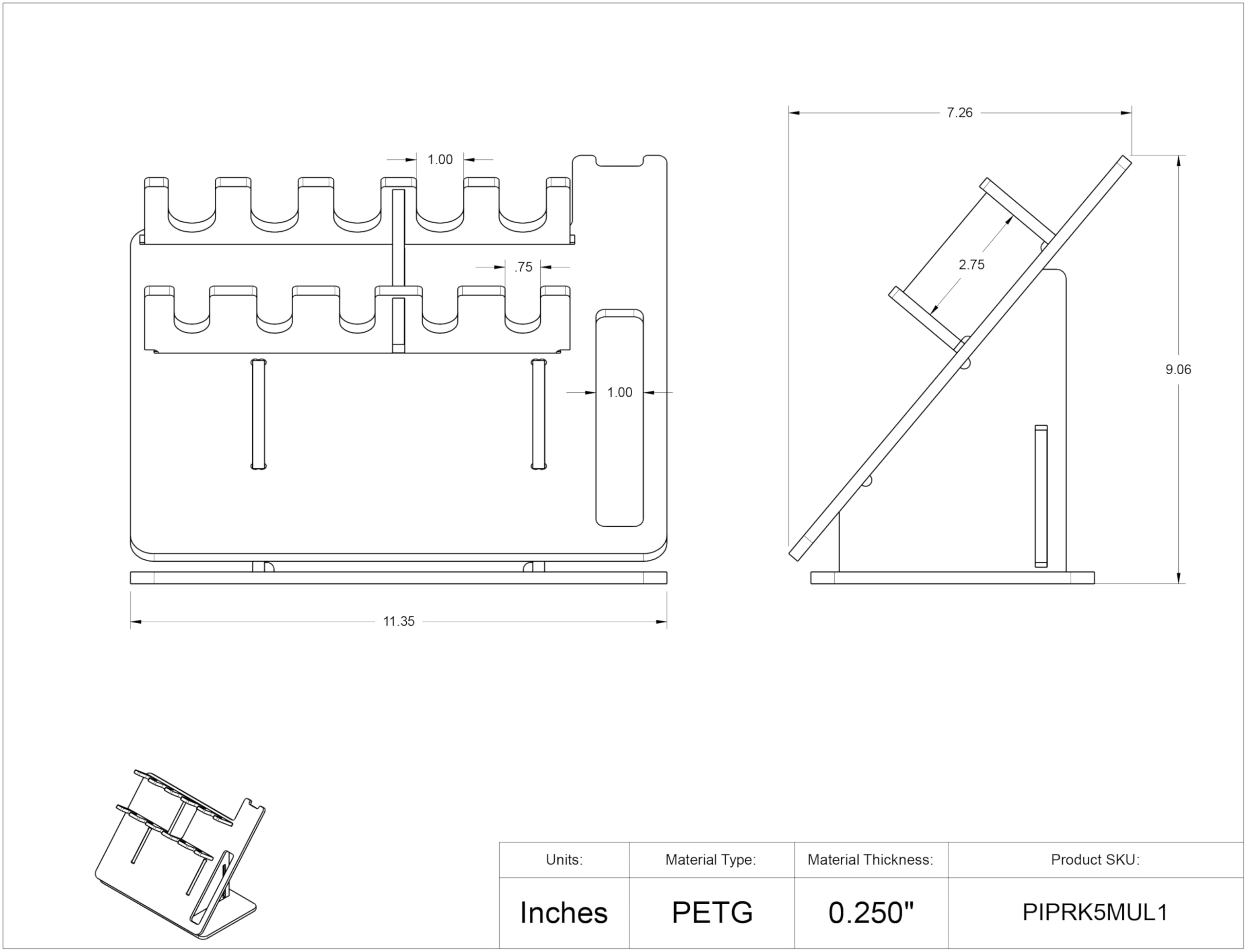 Poltex Pipette Rack-5 Position Pipette, 1 Position Multichannel (Bump)