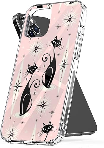 Funda para teléfono de mediados de siglo, a prueba de golpes, accesorios retro, Atomic TPU Cats compatible con iPhone 15 14 Pro Max 13 12 11 X Xs Xr