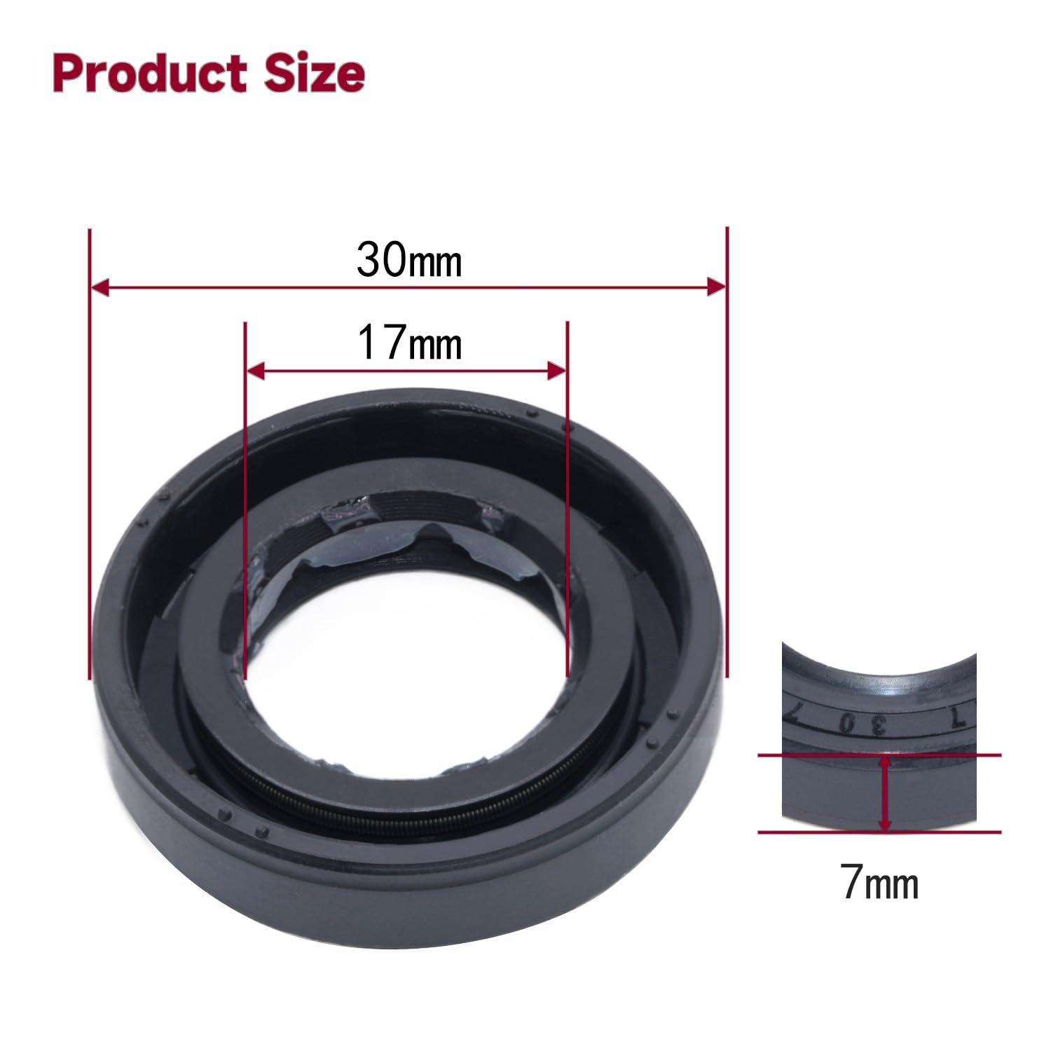 High Pressure Radial Shaft TCV Oil Seal 17x30x7mm, NBR Rubber Hydraulic Pump Motor Rotary Shaft Double Lip Seals