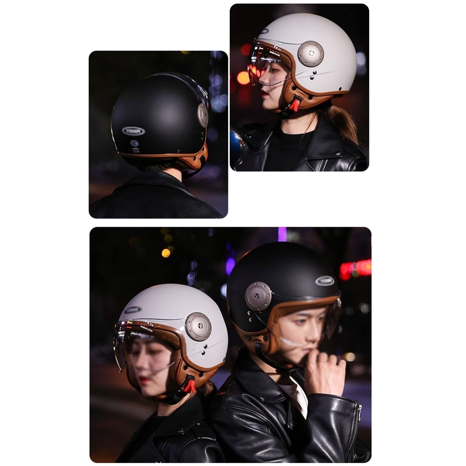 Scooter Helmet Adult Men Retro Motorcycle Half Helmet With Visor