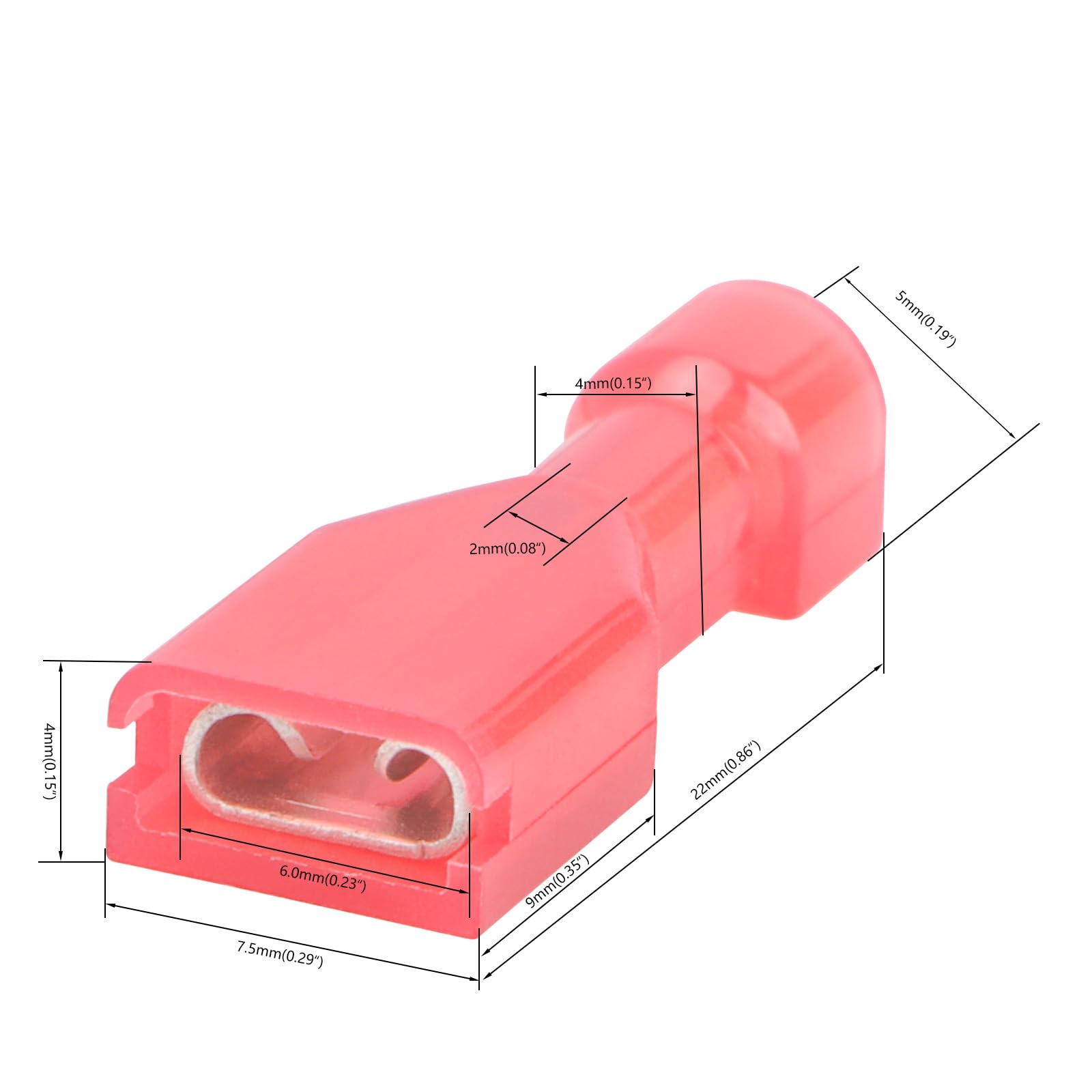 Morris Products 10310 Female Disconnect, Vinyl Insulated, Red, 22-16 Wire Size, 0.032