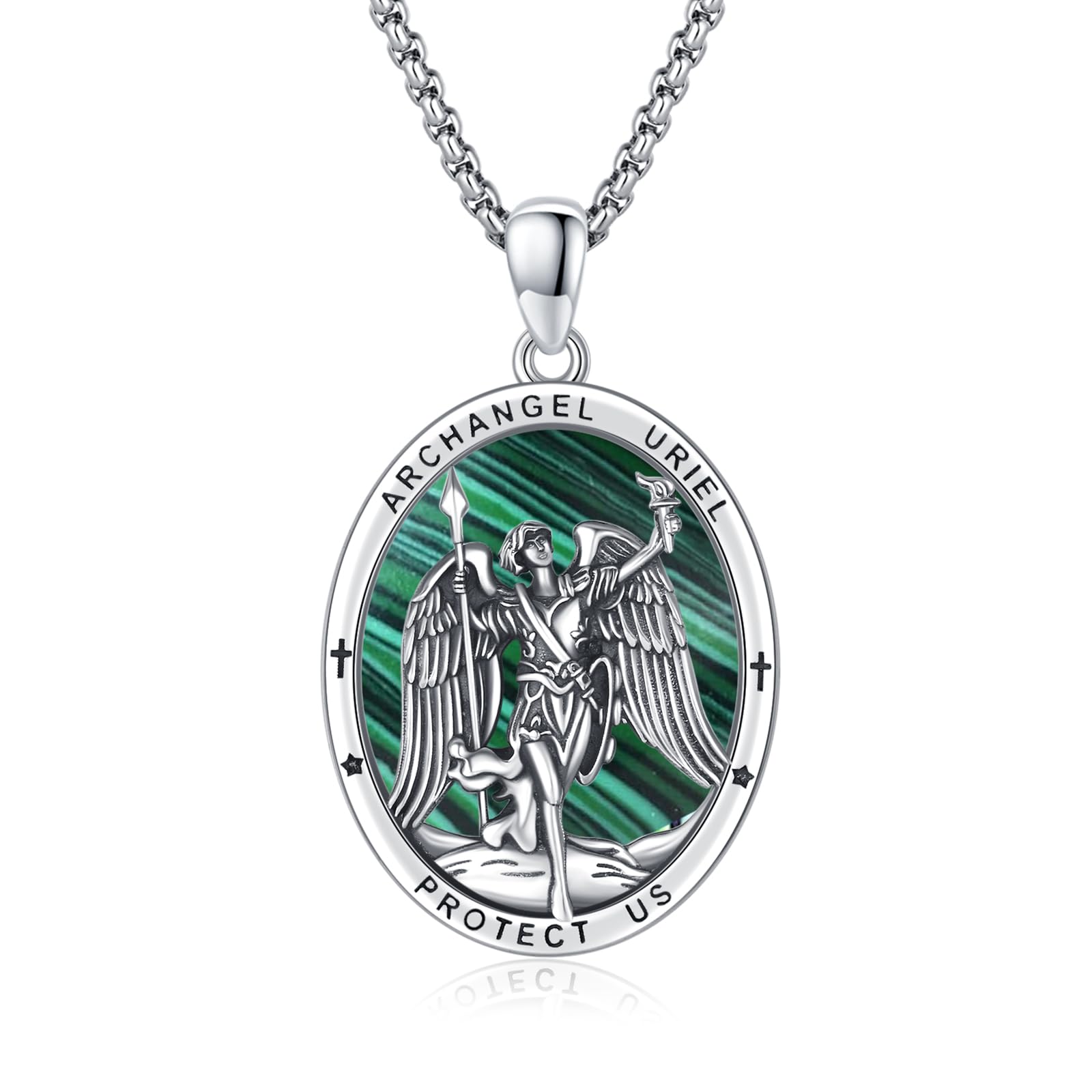Silver/14K Gold Patron Saint Medal Amulet Necklace for Men Women