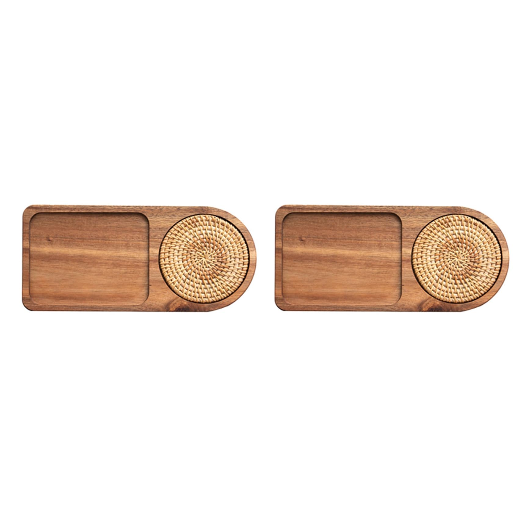 Plateau à café en bois x2 pour le service du petit-déjeuner et thé