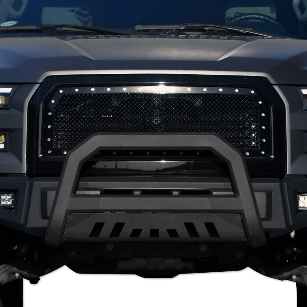 7422445589583 Compatible with 2005-2007 Ford F250 F350 F450 F550 Superduty / 2005 Excursion Matte Black AVT Style Bull Bar Guard with Skid Plate