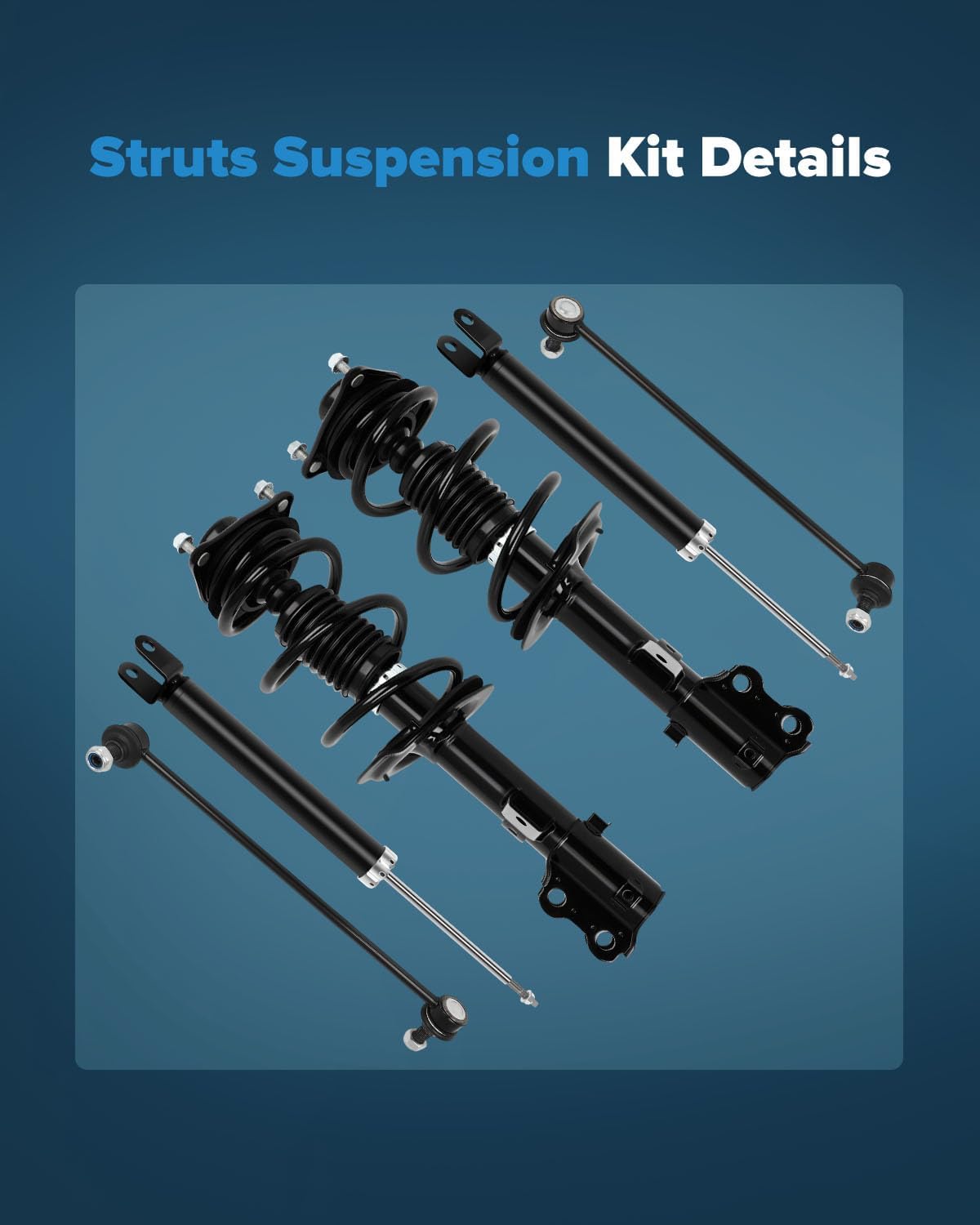 Struts Shock suspension kit for 2011 2012 for Kia Optima (2.0L 2.4L) Front Complete Strut Assembly,Rear shock absorber,Tie Rod End 6 Pcs, 11771 11772 5646 K750610 K750611