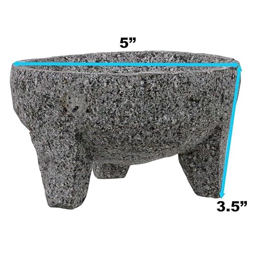Miniatura 6 de Molcajete - Auténtico mortero de piedra de lava de basalto mexicano y guacamole de 5 pulgadas de profundidad x 3.5 pulgadas de alto, tejolote mide