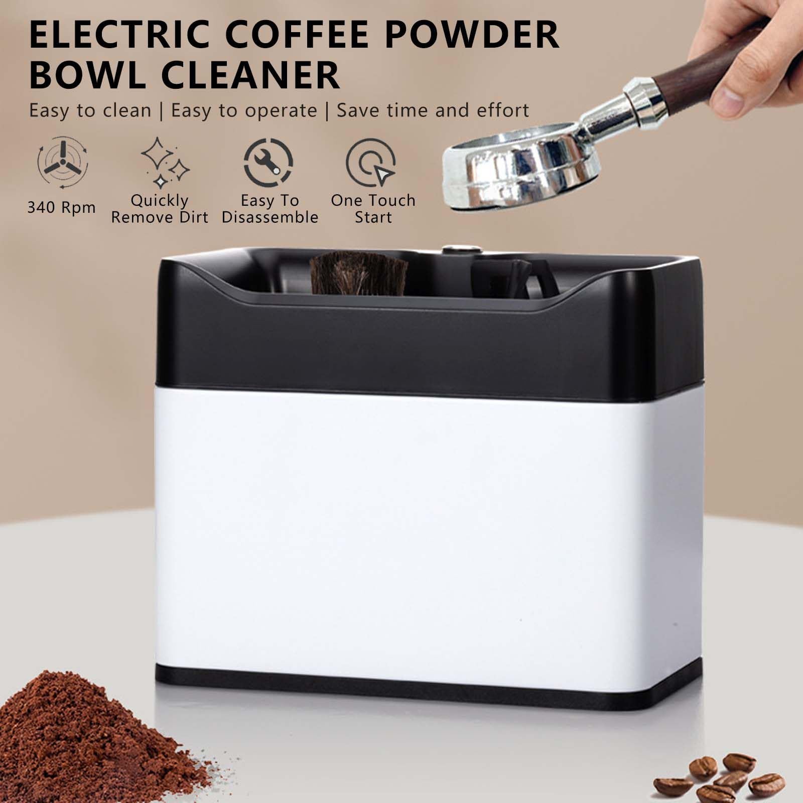 Limpiador automático de portafiltros para cafeteras Espresso eléctricas, con depósito Grande para posos, máquina silenciosa para Limpiar el Mango del café, Color Plateado