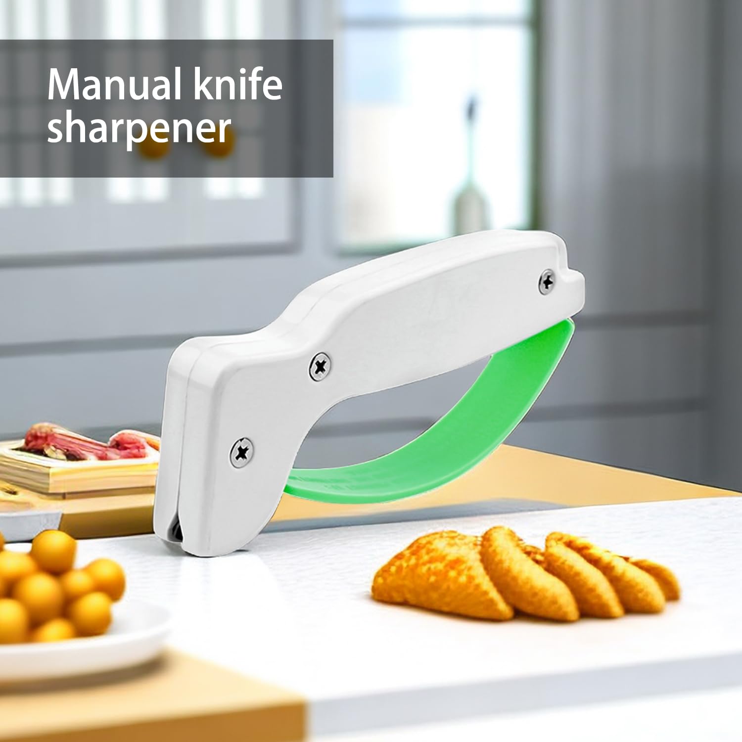 1 Affilacoltelli Manuale Portatile per Cucina e Giardino, Strumento per Potatura, Siepe, Dispositivo da Esterni