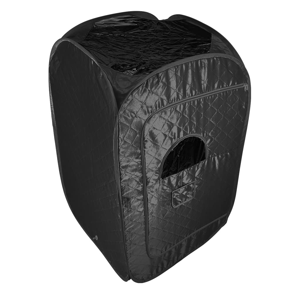 Sauna à Vapeur et Cabine 2L 1000W Tente de Sauna Portable Pliable Isolante à Quatre Couches et Générateur de Vapeur de Sauna pour Bain de Sauna, Détoxification, Thérapie Corporelle(noir)