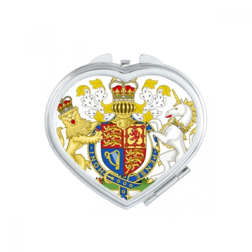 Miroir de maquillage en cœur blason britannique portable pour vos retouches quotidiennes