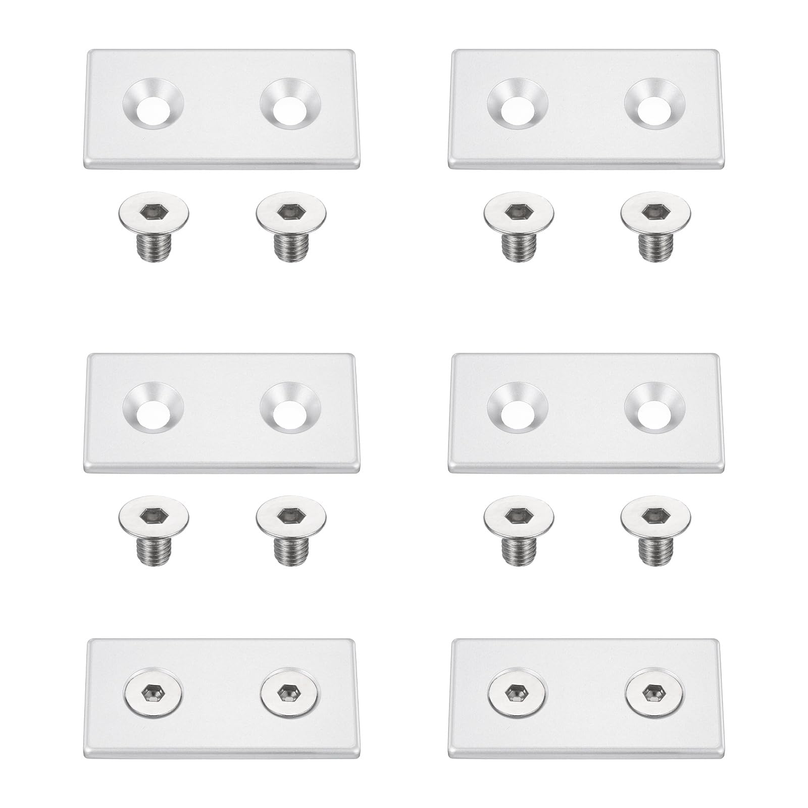 sourcing map 6Pcs Profile End Cap, Zinc Alloy 4080 Series EU Standard T-Slot Aluminum Extrusion End Cap Bracket with Screws for Storage Rack, Silver