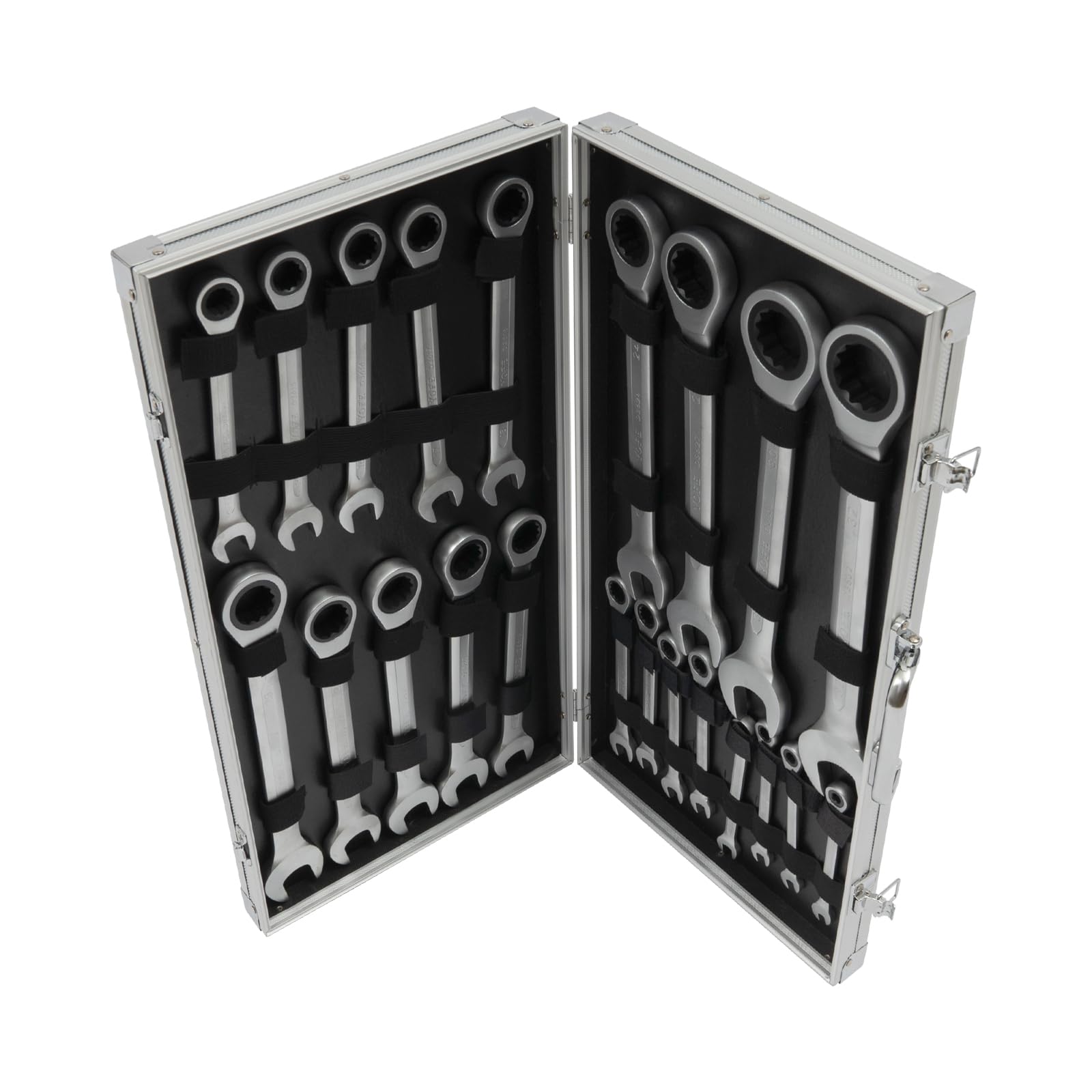 Zestaw kluczy płaskich, 22-częściowy, 6-32 mm, klucze płaskie, klucze płaskie, klucze płaskie, klucz płaski, zestaw kluczy grzechotkowych, wygięty standardowy otwór, z pudełkiem organizera
