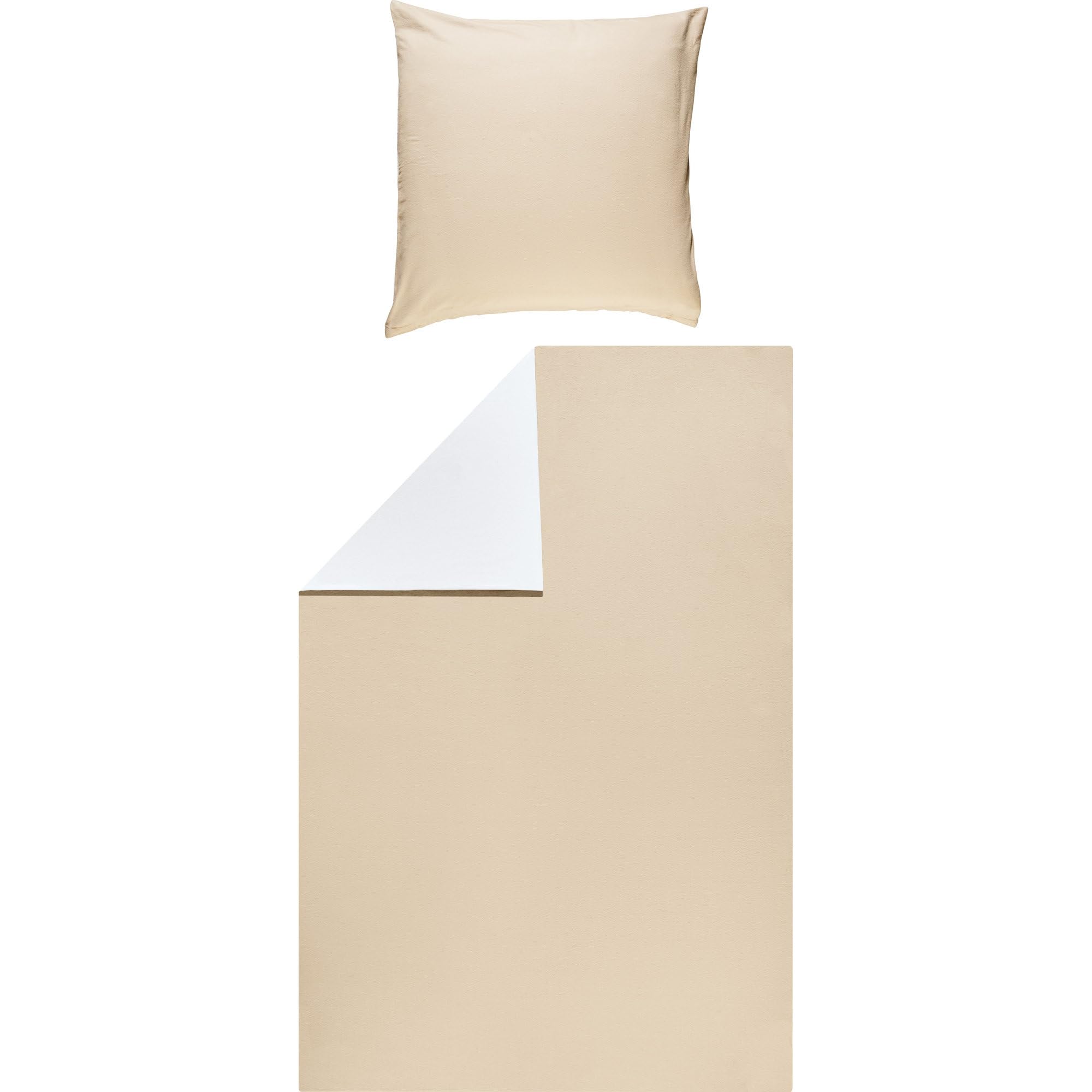 REDBEST Wendebettwäsche Biber weiß-Taupe Größe 1x 155x220 cm + 1x 80x80 cm