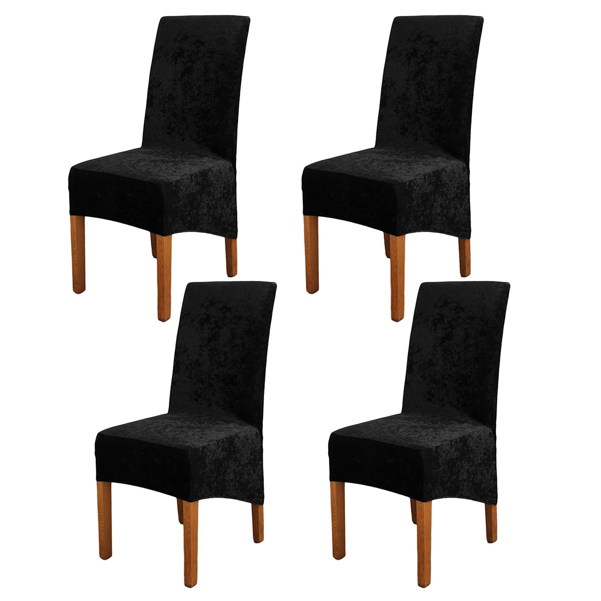 Crushed Velvet Stretch Chair Covers High Back Dining Chair Covers Set of 4 — image 1