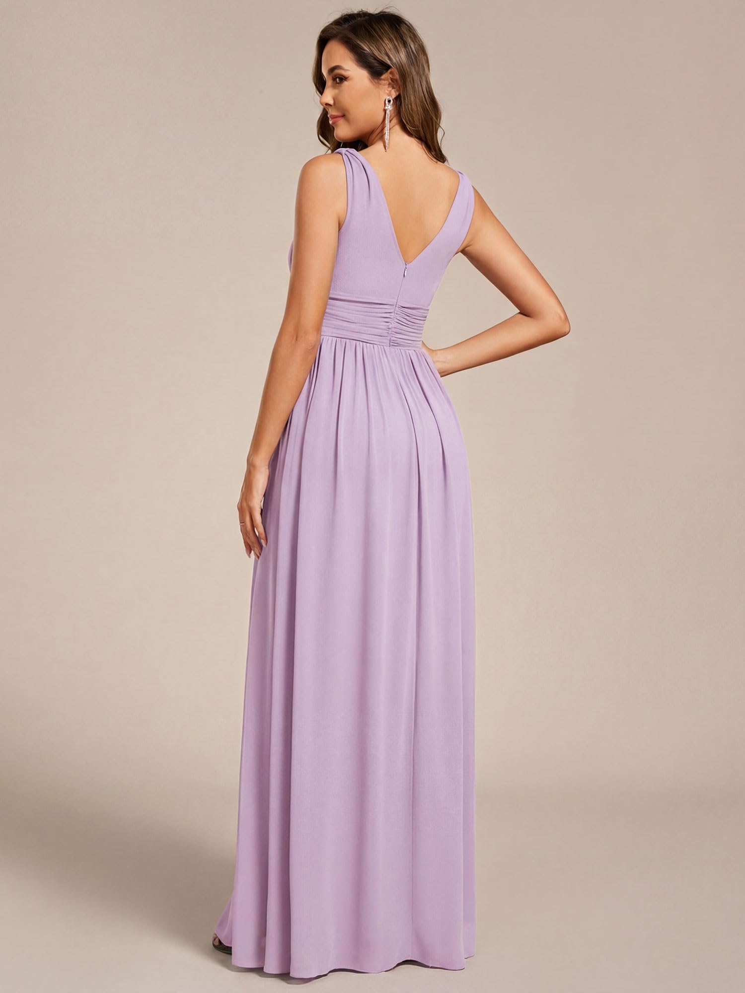 Ever-Pretty Abito da Sera Lungo Donna con Increspato in Chiffon Classico 09016
