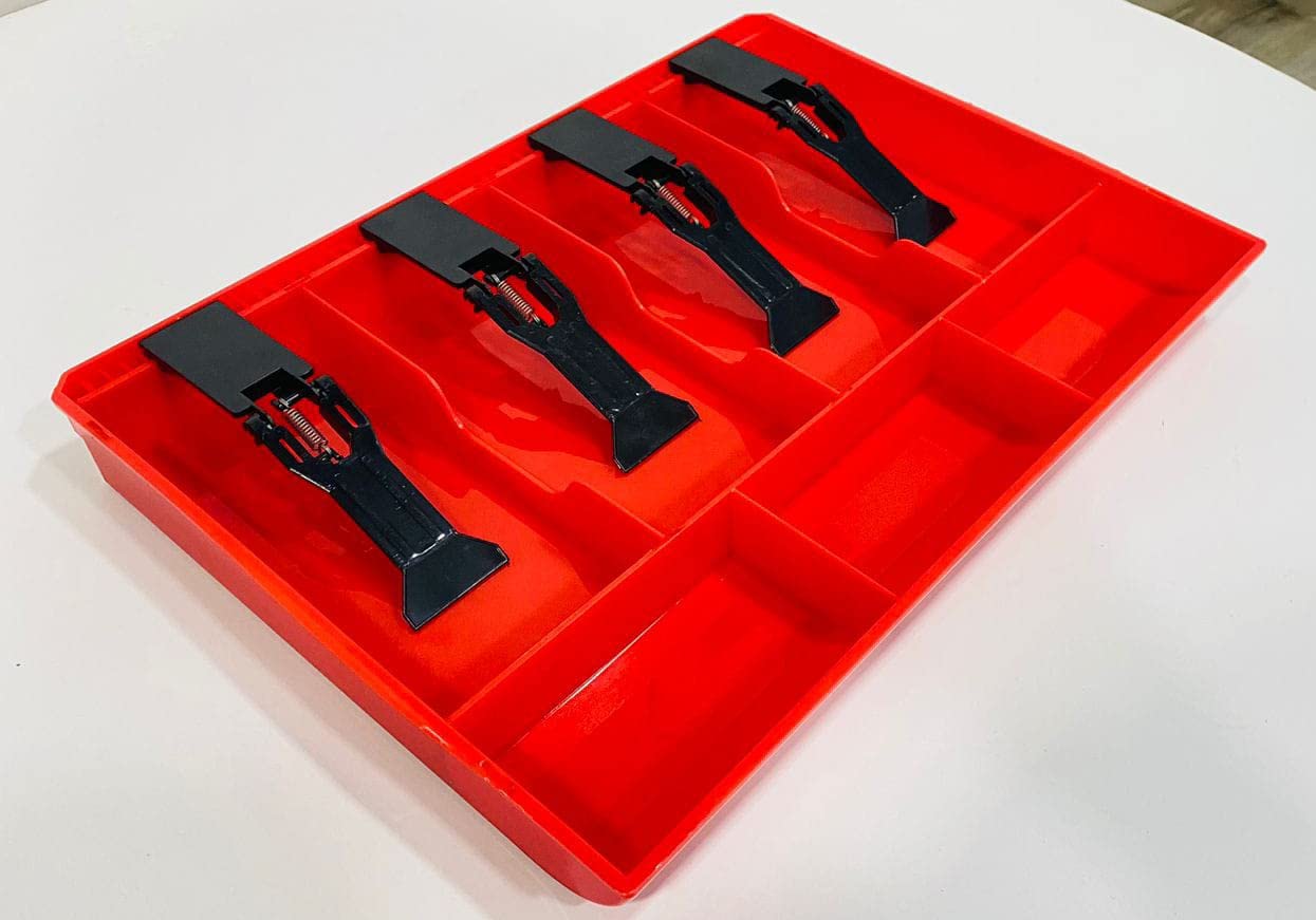 ABS Plastic Cash Drawer, 4 Cash And 3 Coin Organizer For Supermarket, 7 Slot, 32.2 X 3.5 X 24.5 Cm, Red,Inside