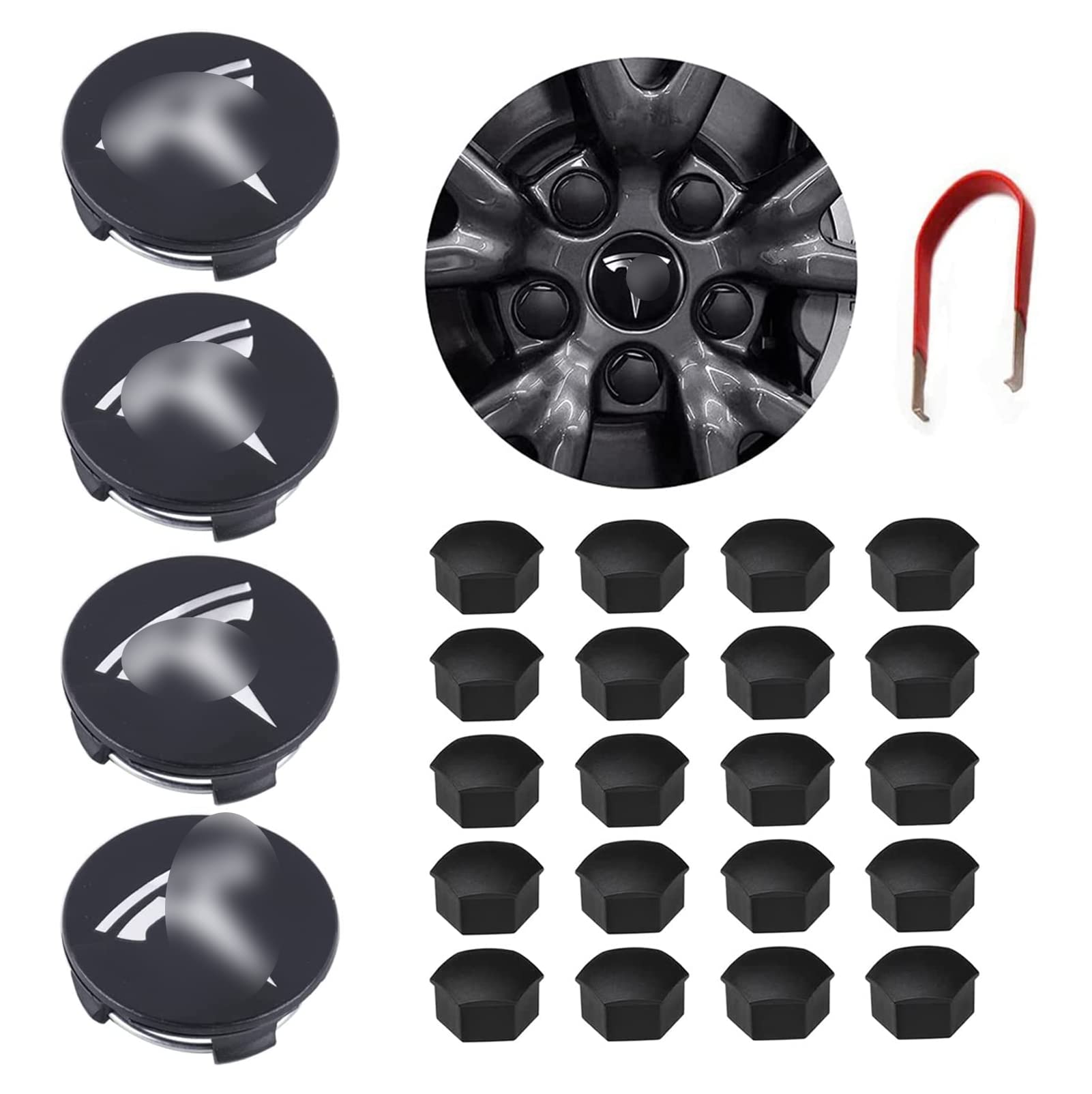 Buy WOKEZ Black&Silver Car Wheel Center Hub Cap Kit Center Cap Lug Nut