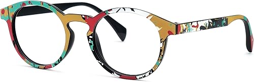 Zeelool Unisex Chic TR90 - Marco redondo para anteojos con lente transparente sin receta Street-Artist ZVFT0271