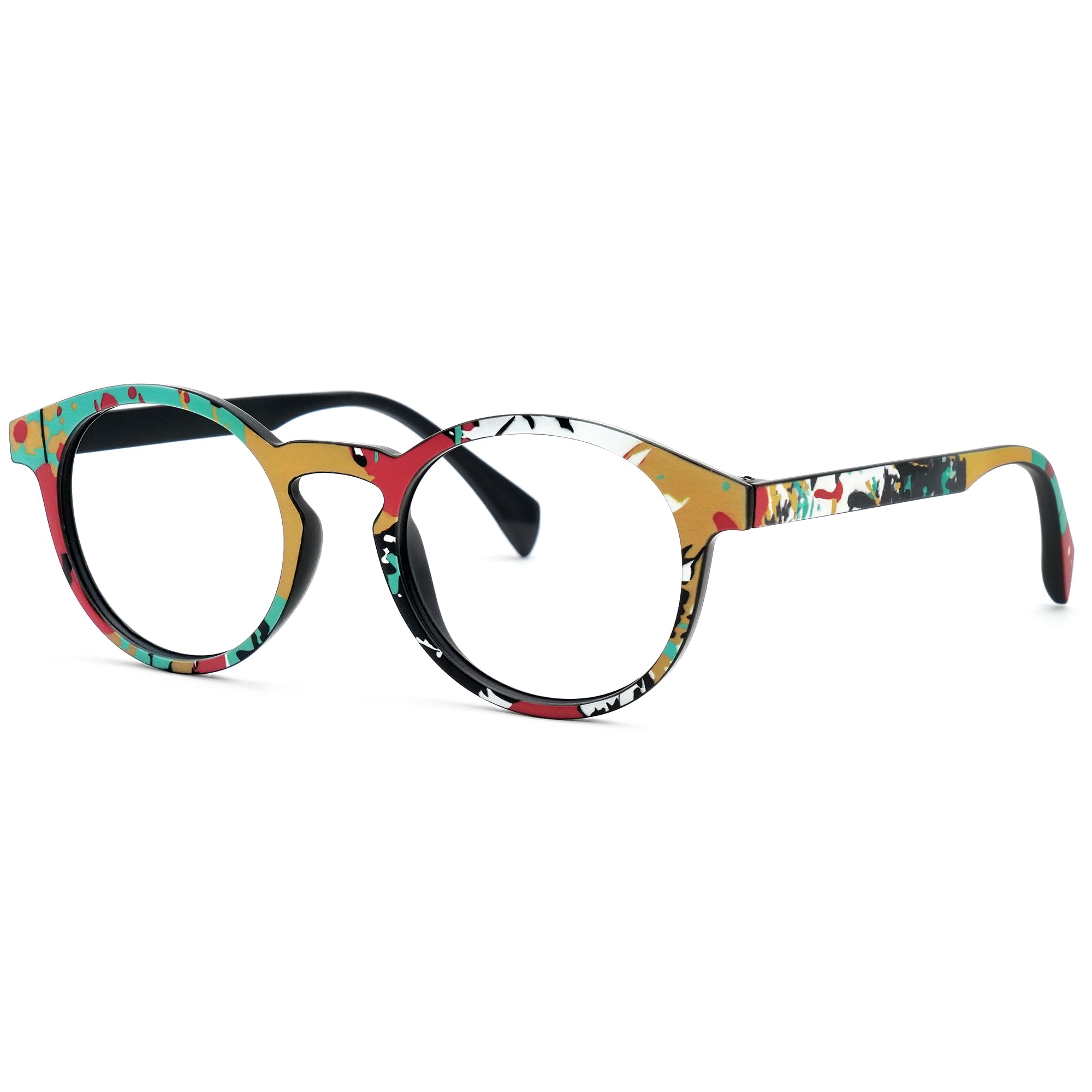 Zeelool Unisex Chic TR90 Round Blue Light Blocking Glasses Street-Artist ZVFT0271-05 Yellow-Red