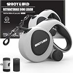 HCY&WLD Upgrade 3-in-1 Retractable Dog Leash with Integrated Dispenser & Poop Bags, 16 ft Heavy Duty Dog Leash with Anti-Slip Handle for Dogs up to 66 lbs, 360° Tangle-Free, One Button Brake & Lock