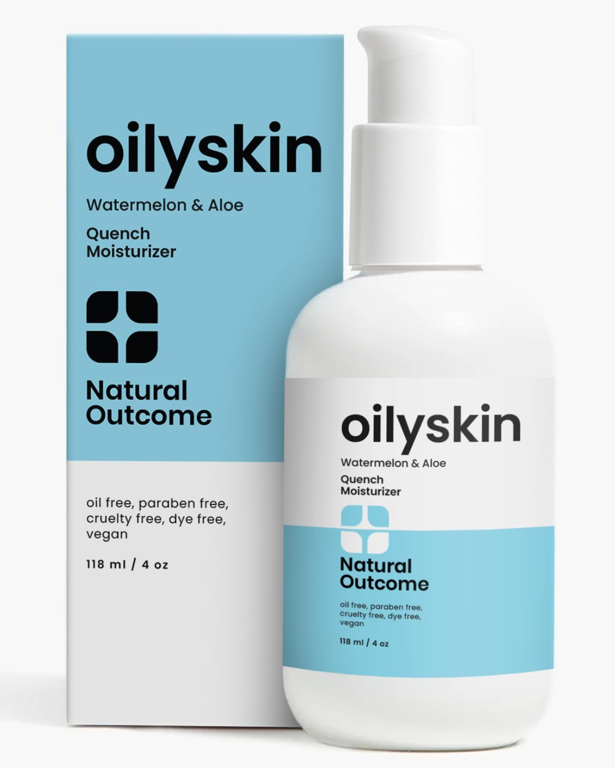 Natural Outcome Oily Skin Moisturizer | Oil Free Daily Facial Moisturizer Gel w/Hyaluronic Acid | Watermelon & Aloe Vera Hydrating Face Lotion | Non-Greasy Lotion for Oily Skin Types | 4 oz