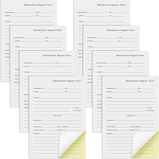 Clabby 400 Sets Maintenance Request Book/Forms/Slips, 2 Part Carbonless, 4. 7 x 7. 1 Inch Maintenance Log Books, Repair Request Forms, 50 Sets Each Pad, for Office Hospitals Management
