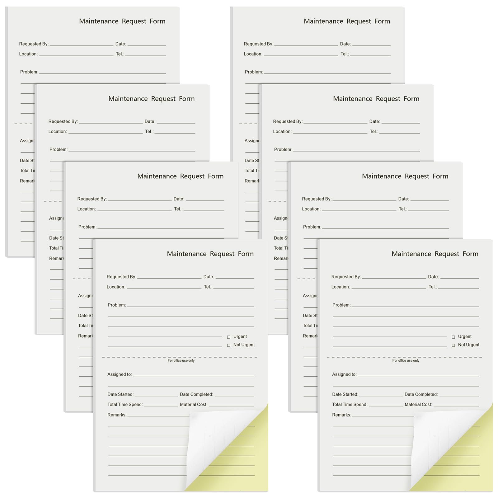 Clabby 400 Sets Maintenance Request Book/Forms/Slips, 2 Part Carbonless, 4. 7 x 7. 1 Inch Maintenance Log Books, Repair Request Forms, 50 Sets Each Pad, for Office Hospitals Management
