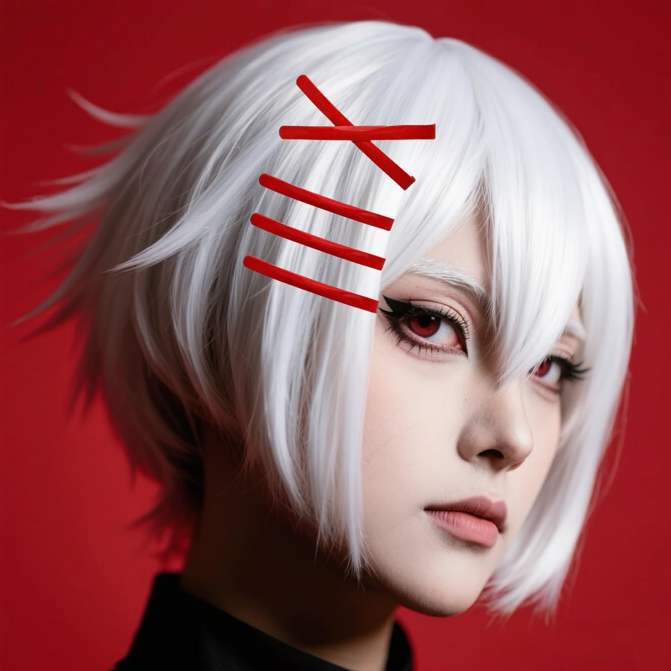 10 forcine rosse per capelli, graziose, eleganti, in tinta unita, con croce, accessori per capelli, accessori per capelli anime, cosplay, costumi di Natale, Halloween e stili punk