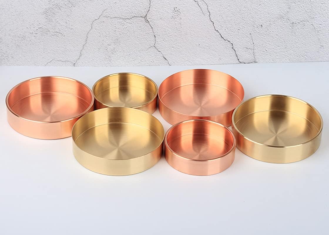 2pcs Set Round Dish Storage Tray Fruit Plate Cosmetics Jewelry Organizer Key Watch Holder Home Decorative Trays (14cm Diameter)