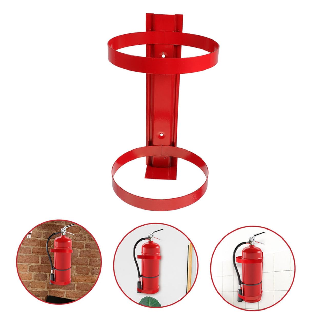 Soporte de Pared para Extintor de Incendios 5kg, Hierro Rojo 2 Piezas | Montaje Fijo, para Coche, Diseño Compacto y Práctico, Compatible Extintores Portátiles