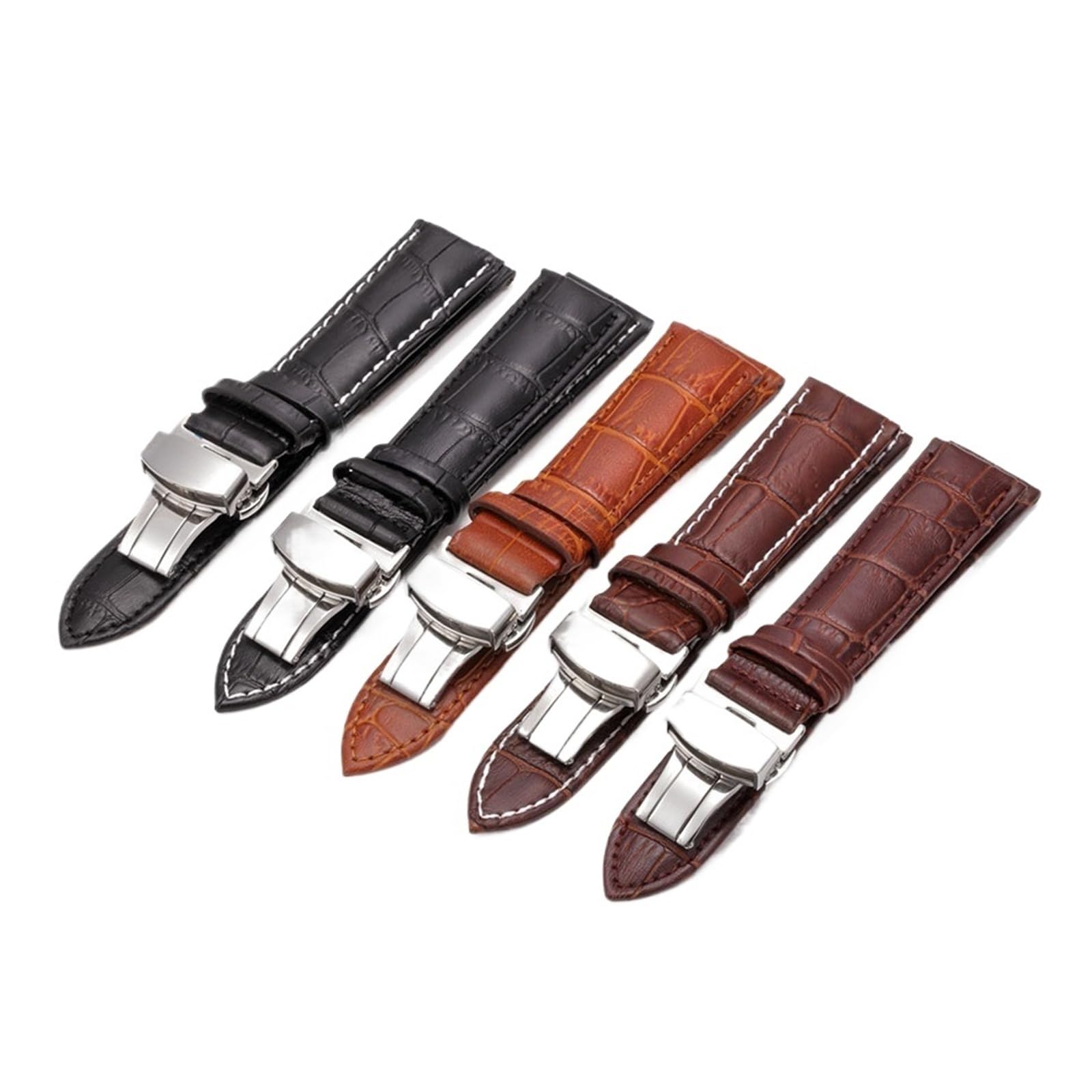 Générique NASUNJIA Bracelet De Montre En Cuir Véritable Crocodile 12 13 14 15 16 Mm 17 18 Mm 19 Mm 20 Mm 21 Mm 22 Mm 24 Mm Avec Boucle Papillon
