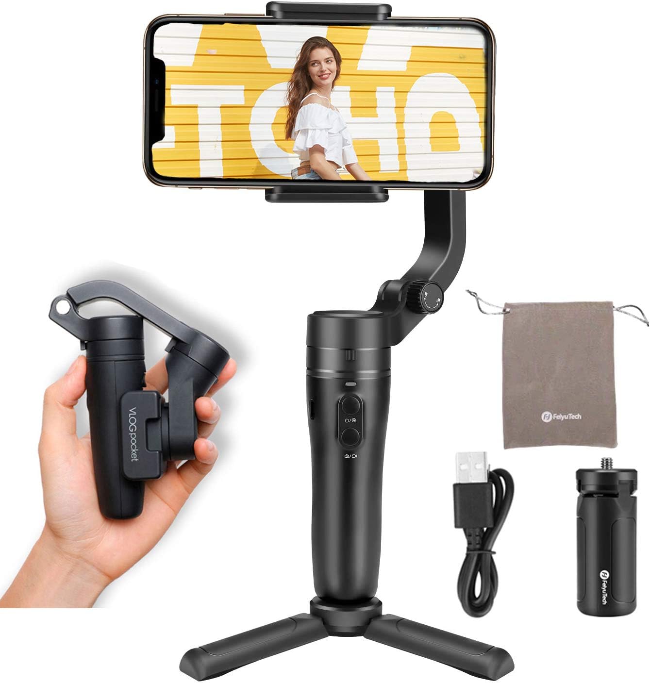 Amazon Com Feiyutech Vlog Pocket Foldable 3 Axis Smartphone Handheld Gimbal Stabilizer For Iphone 12 11 Xs Max Xr X 8 Plus 7 6 Se Android Smartphone Samsung Galaxy S9 S9 S8 S8