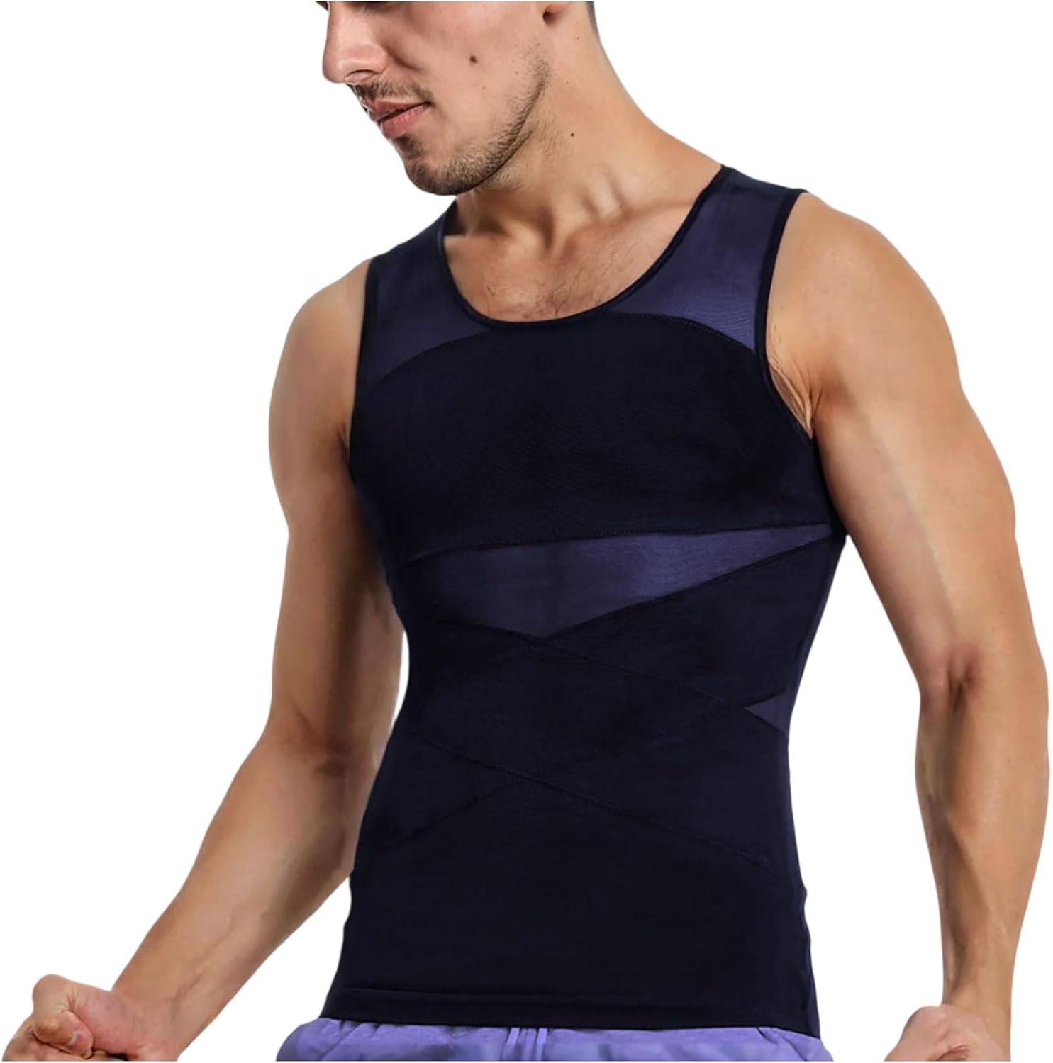 WENKOMG1 Compression Shirt for Men Slimming Tight Tummy Body Shaper Vest Gynomastica Sleeveless Shapewear Tank Tops